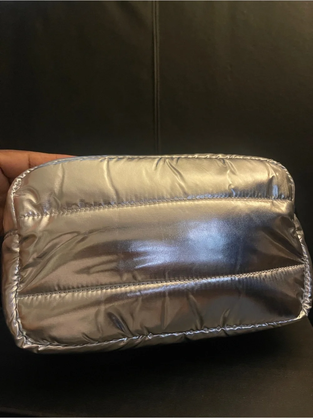 MONCLER PARFUMS SILVER GWP NOVELTY Puffer Quilted Pouch NEW UNISEX